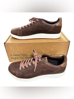 KURU Roam Shoes Mens Size 11 Clove Brown Leather Comfort Walking Sneakers